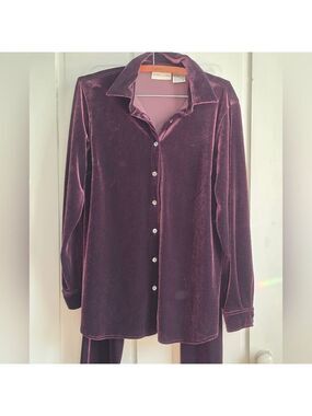 Sigrid Olsen Velvet Tunic Top and Pants Set Size S